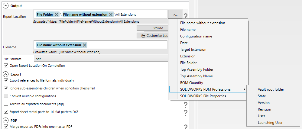 Export Location button
