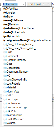 Condition variable dropdown