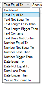 Condition type dropdown