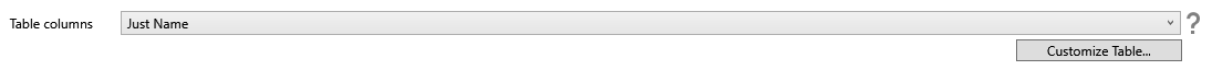 Customize table columns button