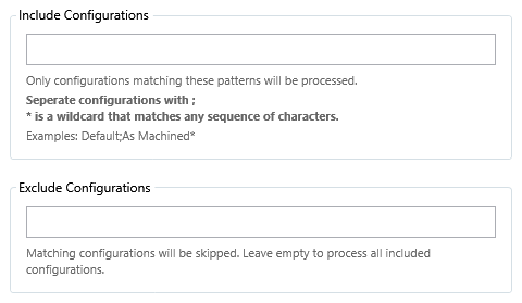 Configuration filter dialog