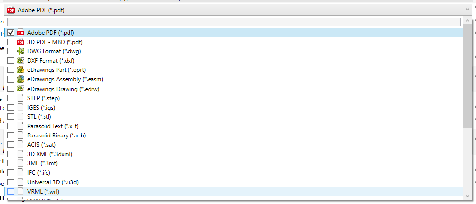 File Formats dropdown