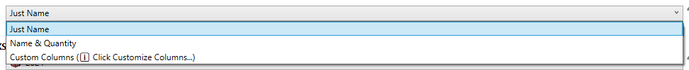 Table columns dropdown
