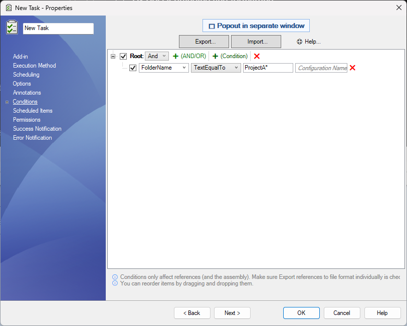 PDMPublisher Conditions page