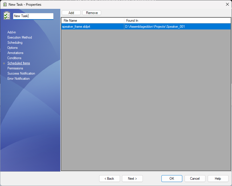 PDMPublisher Scheduled Items setup page