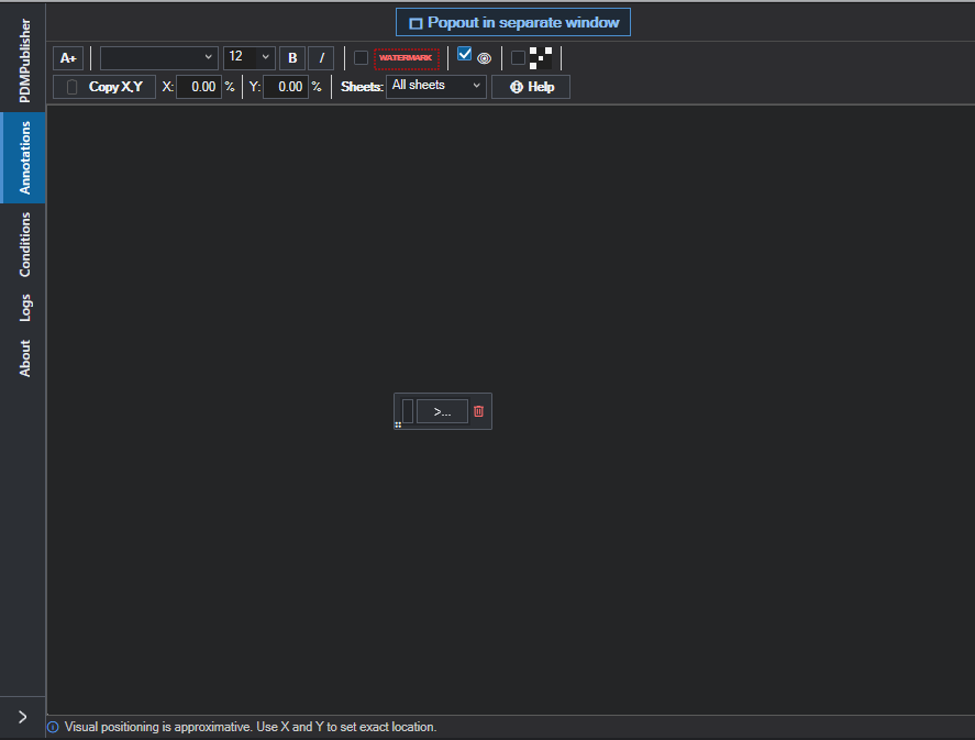 PDMPublisher for SOLIDWORKS Annotations page