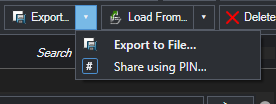 Share using PIN command in the Export menu