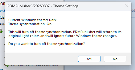 Theme synchronization confirmation dialog