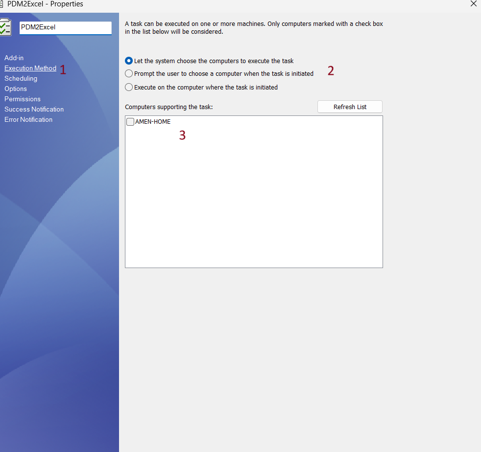 Execution Method Configuration
