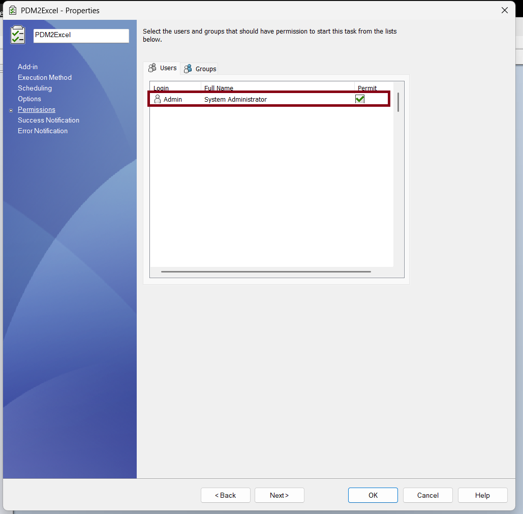 Task Permission Settings